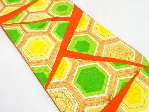 アンティーク　切りばめ風亀甲繋ぎ模様織り出し袋帯(材料)